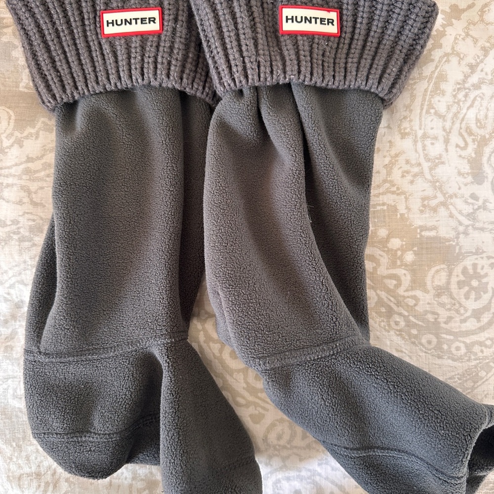 Hunter Gray Knit Cuff Fleece Boot Liners